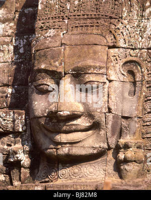 Volti di Avalokiteshvara, tempio Bayon, Angkor Thom, Siem Reap, Cambogia Foto Stock