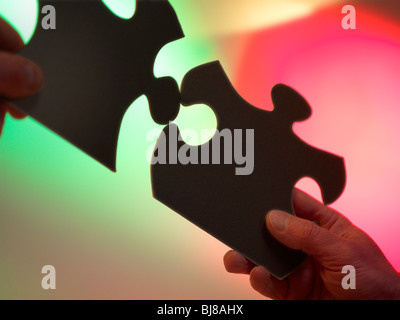 Jigsaw pezzi messi insieme Foto Stock