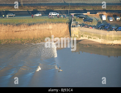 Una rara a cinque stelle Severn alesaggio, fotografato dall'aria, 2 marzo 2010. Foto Stock