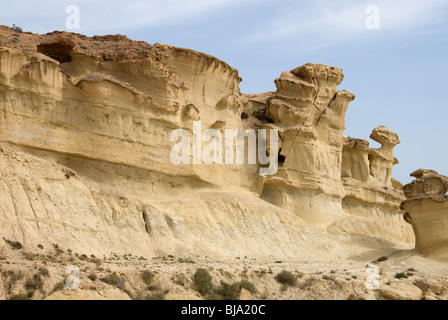 La pietra arenaria naturale di erosioni a Bolnuevo vicino a Puerto de Mazarron MURCIA Costa Calida Spagna Foto Stock