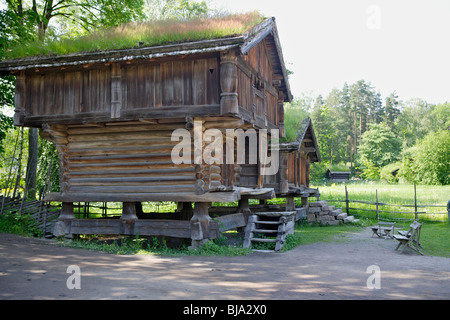 Tradizionale norvegese case di legno nella Città Vecchia, Oslo, Norvegia. Foto Stock