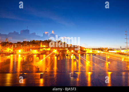 Vista artistica su skyline La Valletta - Malta Foto Stock