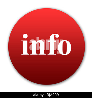 Pulsante Info isolati su sfondo bianco. Foto Stock