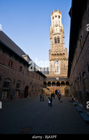 Belfort torre campanaria. Bruges, Fiandre Occidentali, Belgio. Foto Stock