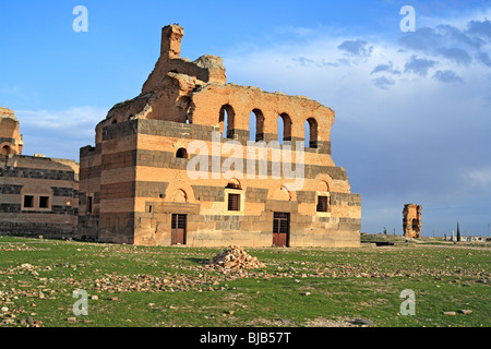 La chiesa bizantina e palazzo, Qasr Ibn Wardan (564), Siria Foto Stock