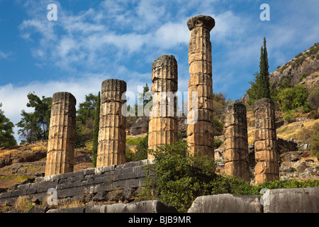 Rovine del tempio di Apollo a Delfi,Grecia Foto Stock