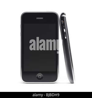 Due Apple iPhone 3GS 3G Smartphone con schermo chiaro isolati su sfondo bianco Foto Stock