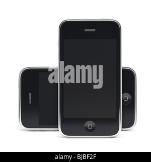 Due Apple iPhone 3GS 3G Smartphone con schermo chiaro isolati su sfondo bianco Foto Stock