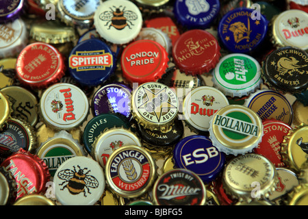 La birra i tappi di bottiglia Foto Stock