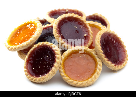 Pila assortiti di crostate di frutta Foto Stock