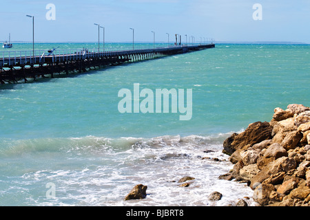 Beachport Jetty, una delle più lunghe in Sud Australia Foto Stock