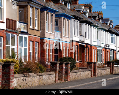 Fila di case a schiera, Bude Cornwall Foto Stock