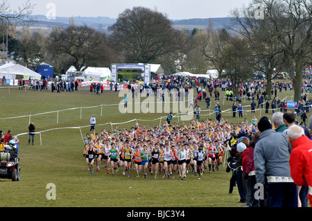 Uomini cross-country gara di corsa, Cofton Park, Birmingham, Regno Unito Foto Stock