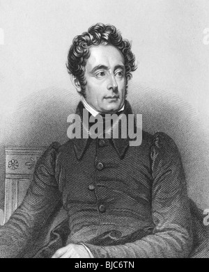 Alphonse de Lamartine (1790-1869) su incisione dal 1800s. Lo scrittore francese, poeta e uomo politico. Foto Stock