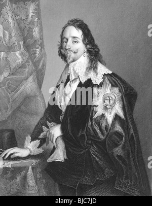 Charles I (1600-1649) su incisione dal 1800s. Re d'Inghilterra, in Scozia e in Irlanda dal 1625 fino alla sua esecuzione. Foto Stock