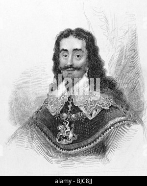 Charles I (1600-1649) su incisione dal 1800s. Re d'Inghilterra, in Scozia e in Irlanda dal 1625 fino alla sua esecuzione. Foto Stock