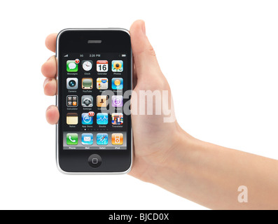 Apple iPhone 3GS 3G smartphone in un canto isolato su sfondo bianco Foto Stock