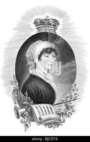 La principessa Augusta Sophia (1768 -1840) su incisione dal 1800s. Membro della famiglia reale britannica. Foto Stock