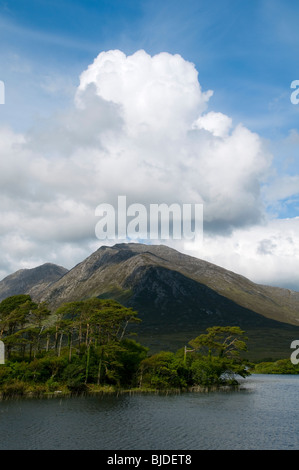 Derryclare in Connemara montagne da Derryclare Lough, Connemara, nella contea di Galway, Irlanda Foto Stock