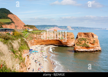 Affacciato sulla baia di Ladram, Devon England Regno Unito Foto Stock