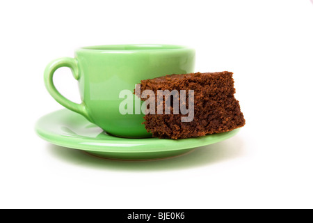 Salsa al cioccolato brownie con tazza di caffè espresso Foto Stock