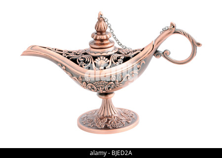 Arabo tradizionale lampada olio isolate su sfondo bianco Foto Stock