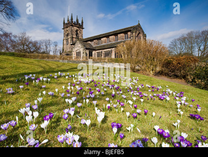 Crochi davanti alla Basilica di San Bartolomeo la chiesa Parrocchiale, Wilmslow, Cheshire, Inghilterra, Regno Unito Foto Stock