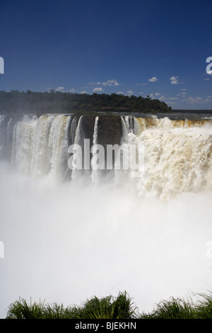 Guardando verso il basso nella gola di diavoli Garganta del Diablo dal mitre e Unione europea cade Parco Nazionale di Iguazu Repubblica argentina Foto Stock