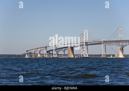 Il William Preston Lane Bridge, AKA il Bay Bridge, attraversa la Chesapeake vicino a Annapolis, Maryland Foto Stock