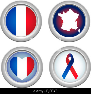 In Francia i pulsanti per il 14 di luglio Foto Stock