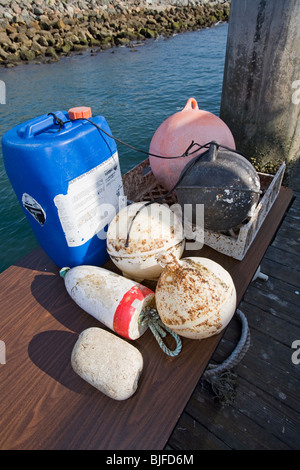 Campioni di plastica e i rifiuti raccolti nel North Pacific Gyre. Long Beach, California, Stati Uniti d'America. Foto Stock