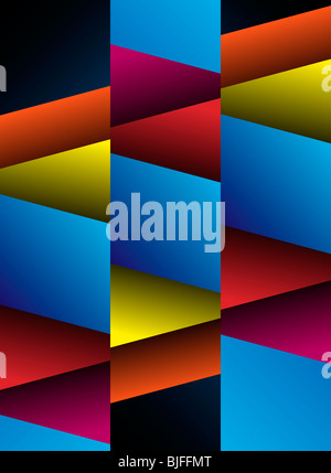 Blu, Rosso, giallo e arancione geometrica astratta sfondo. Immagine vettoriale. Foto Stock