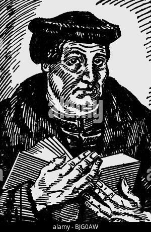 Muentzer, Thomas, circa 1490 - 27,5.1525, Clergyman tedesco, mezza lunghezza, legno anonimo, 20th secolo, , Foto Stock