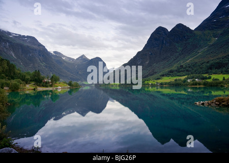 Valle Oldedalen - uno dei più spettacolari zone di bellezza naturale in Norvegia! Foto Stock