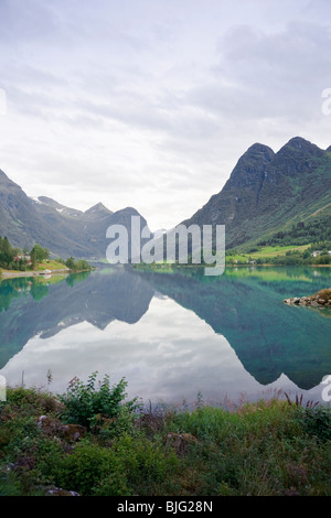 Valle Oldedalen - uno dei più spettacolari zone di bellezza naturale in Norvegia! Foto Stock