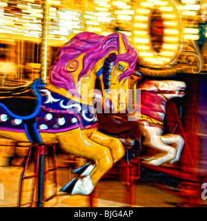Effetto speciale Pan Shot della Giostra cavalli al Kentucky State Fair di Louisville, Kentucky Foto Stock