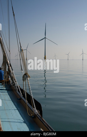 Un giorno di Greta visitando la Kentish Flats offshore wind farm Foto Stock