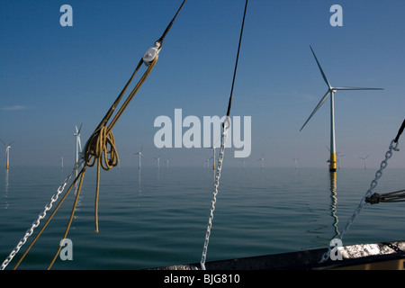 Un giorno di Greta visitando la Kentish Flats offshore wind farm Foto Stock