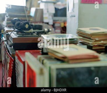 All'interno del negozio di record Foto Stock