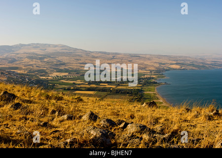 Una vista sul mare di Galilea dal monte Arbel Foto Stock