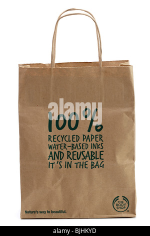 " Il Body Shop 'reutilizzabile marrone sacchetto di carta carta riciclata al 100% Foto Stock
