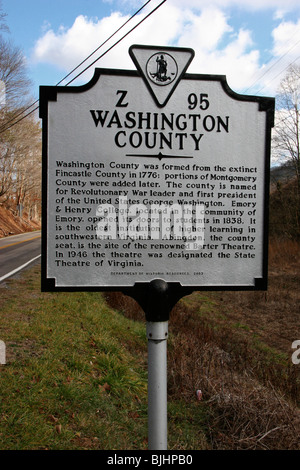 Washington CountyWashington County è stata formata dalla estinta Fincastle County nel 1776 Foto Stock