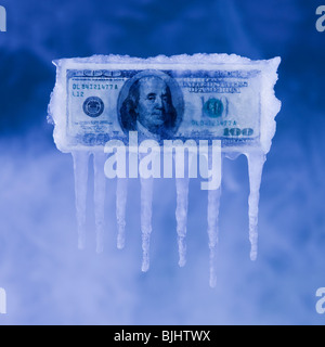 Denaro ricoperto di ghiaccio Foto Stock