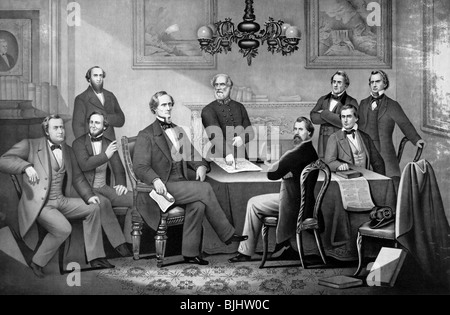 Jefferson Davis e il suo gabinetto - Stati confederati America - USA GUERRA CIVILE Foto Stock