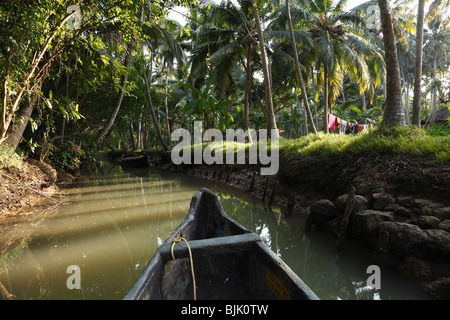 Backwaters tour su un affluente del fiume Poovar, Puvar, Kerala, India del Sud, India, Asia Foto Stock