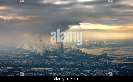 Vista aerea, ThyssenKrupp Steel Industria, Reno, Duisburg, Renania settentrionale-Vestfalia, Germania, Europa Foto Stock
