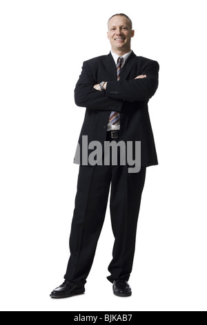 Ritratto di un uomo d affari con valigetta sorridente Foto Stock