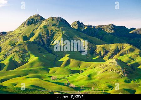 Il Sutter Buttes nella valle del Sacramento della California del Nord dall'aria. Foto Stock