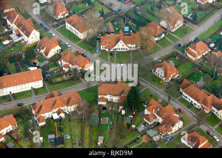 Foto aerea, Teutoburgia Colliery Village, Herne, la zona della Ruhr, Renania settentrionale-Vestfalia, Germania, Europa Foto Stock
