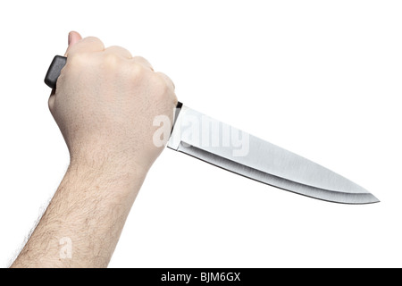 Mano che tiene un coltello Foto Stock